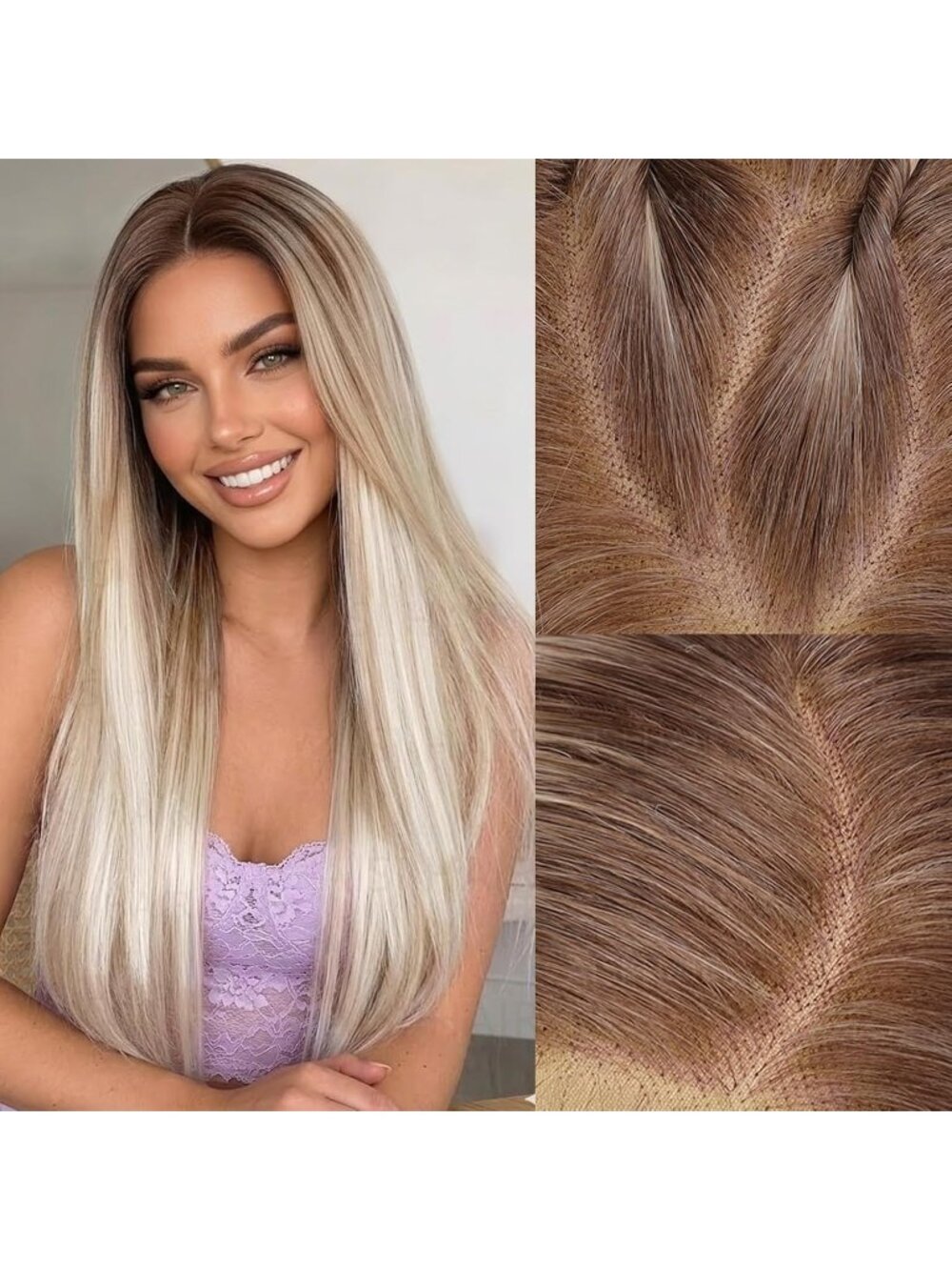 Women's platinum blonde Synthetic Lace Front Pre-Plucked Hairline 28 Inch